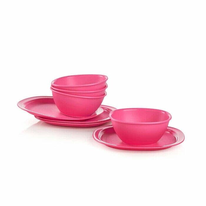 NEW Tupperware 8-Piece Place Setting Bowls/Plates Hot Pink FrEeShIp