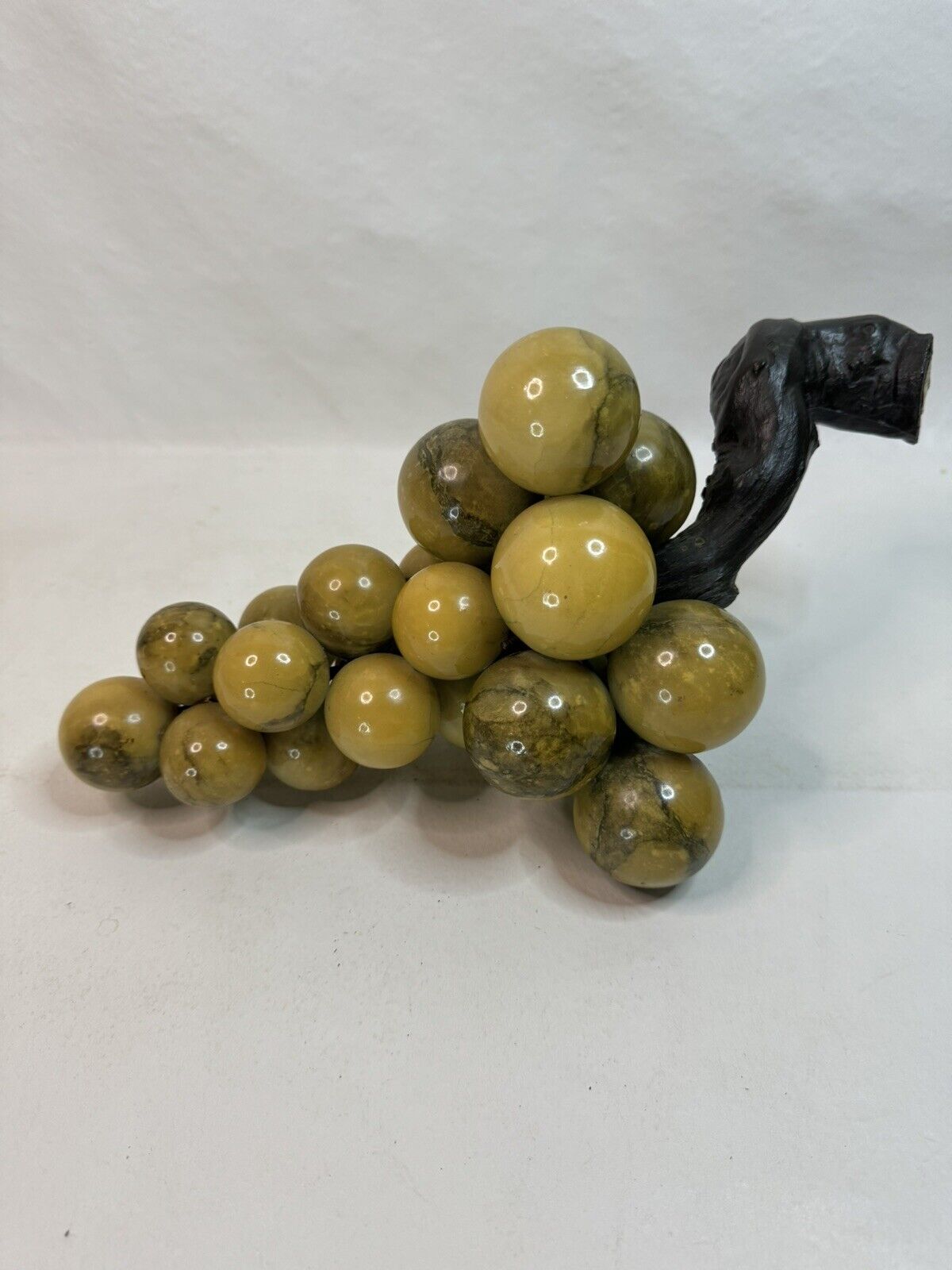 Large Vintage MCM Jim Italian Alabaster Green Grape Cluster Marble Midcentury