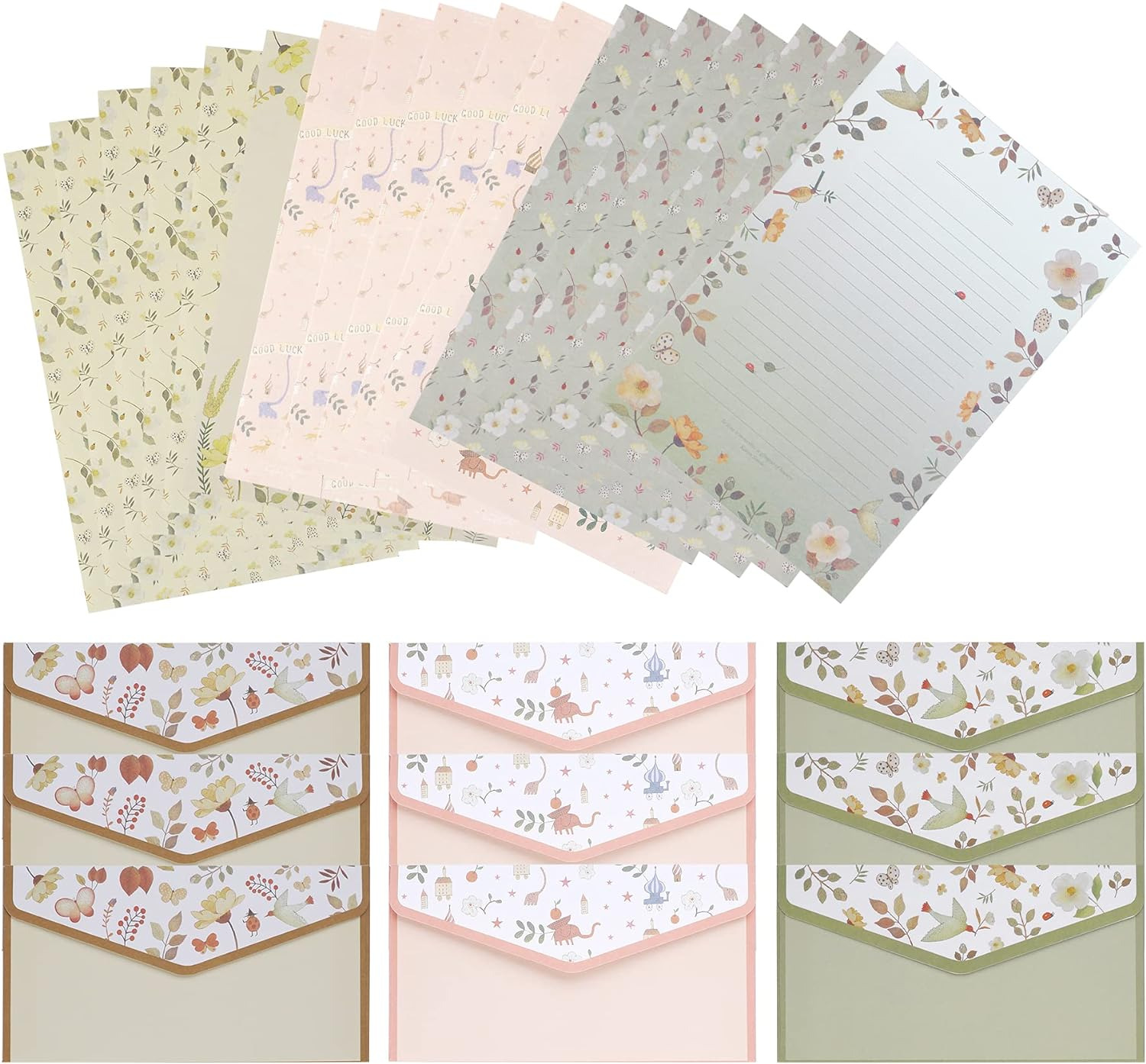 27 PCS Stationary Writing Paper with Envelopes Set Cute Vintage