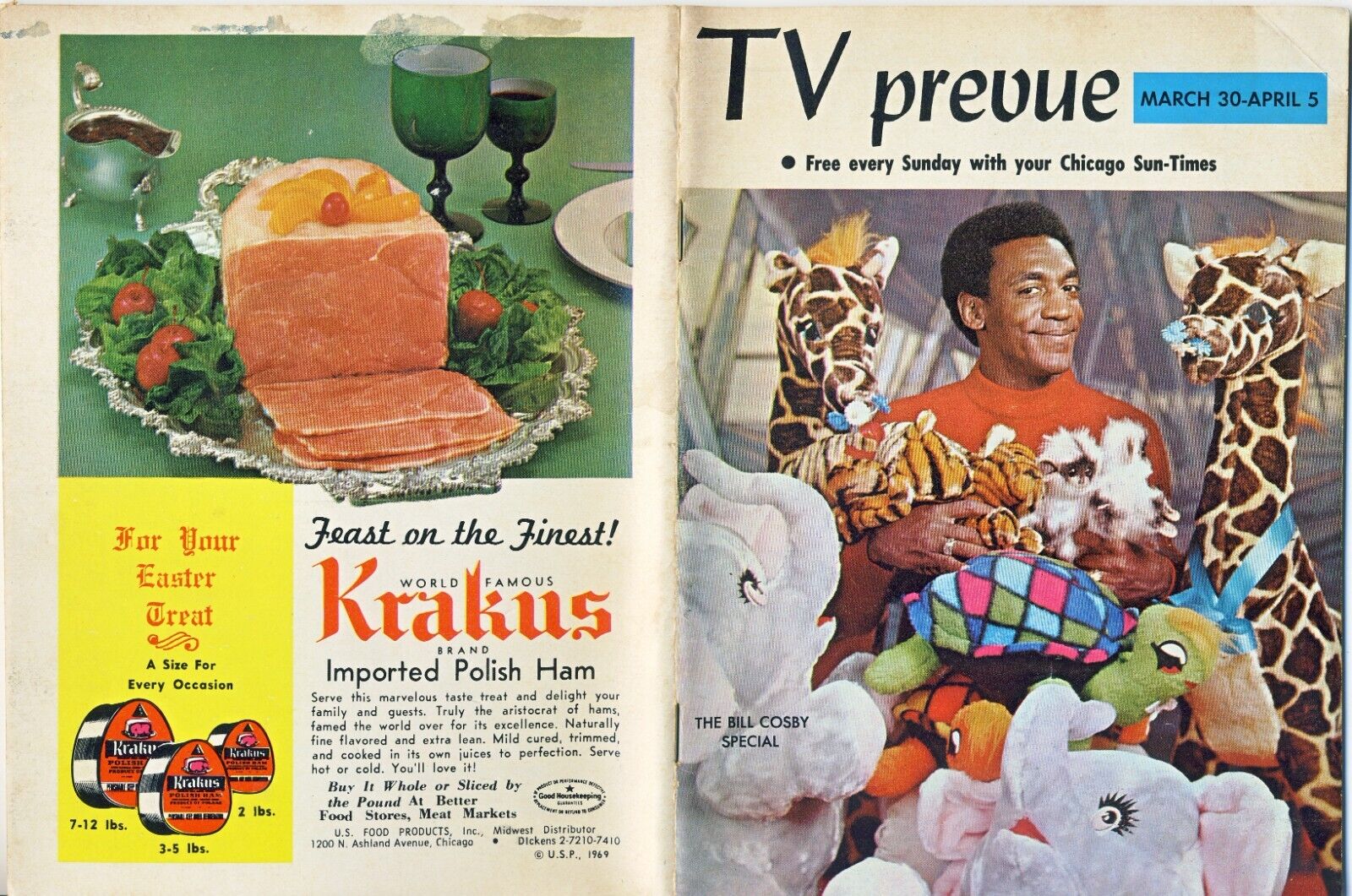 March 30, 1969 Chicago Sun-Times TV Prevue Magazine (BILL  COSBY/PETULA  CLARK)