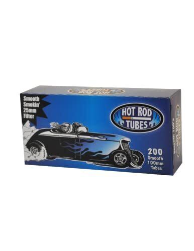 Hot Rod Tube Cigarette Tubes 200 Count Per Box Smooth 100mm (Pack of 10)