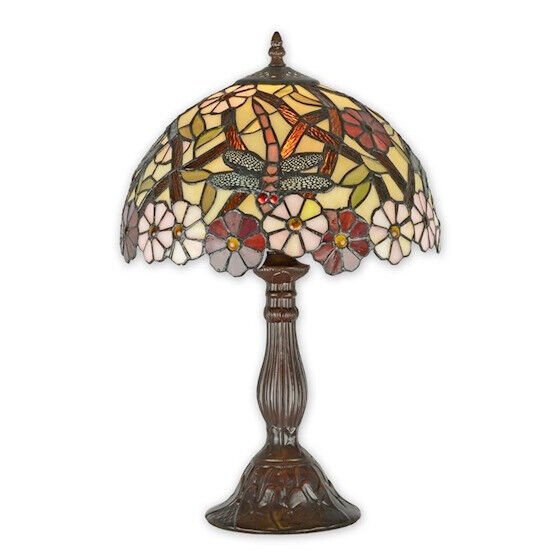9934341 Colorful Lead Glass Table Lamp Vintage Tiffan.stil 12 3/16x18 1/2in