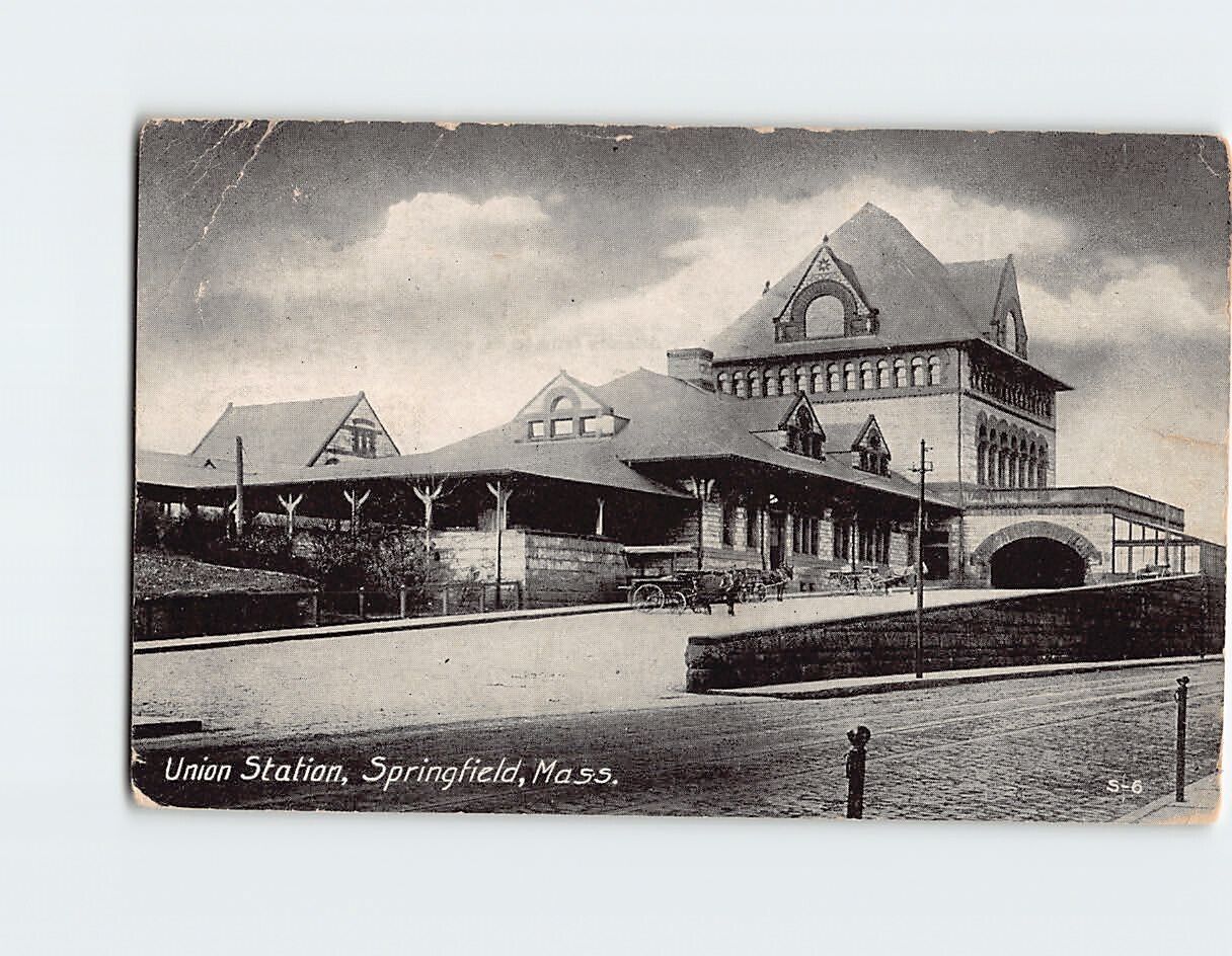 Postcard Union Station Springfield Massachusetts USA