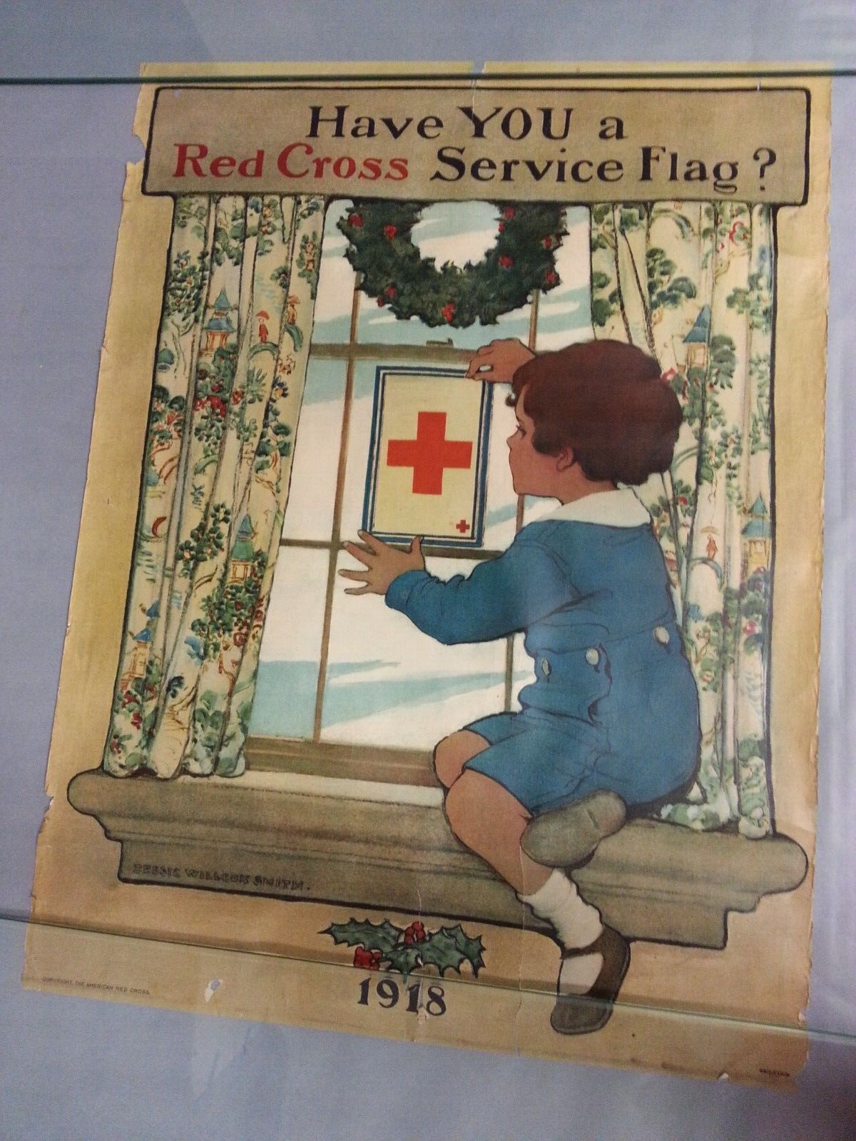 Antique 1918 WWI Red Cross Have You A Service Flag Poster Wilcox Smith
