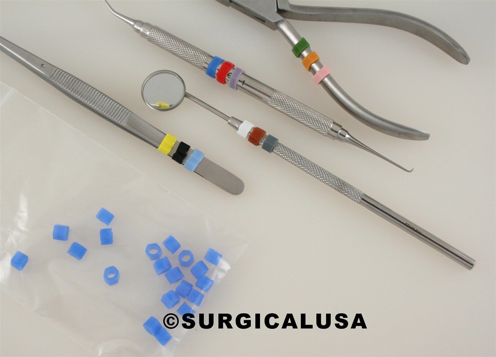 Blue Color Silitone Bands 40/pack for surgical dental instrument identification