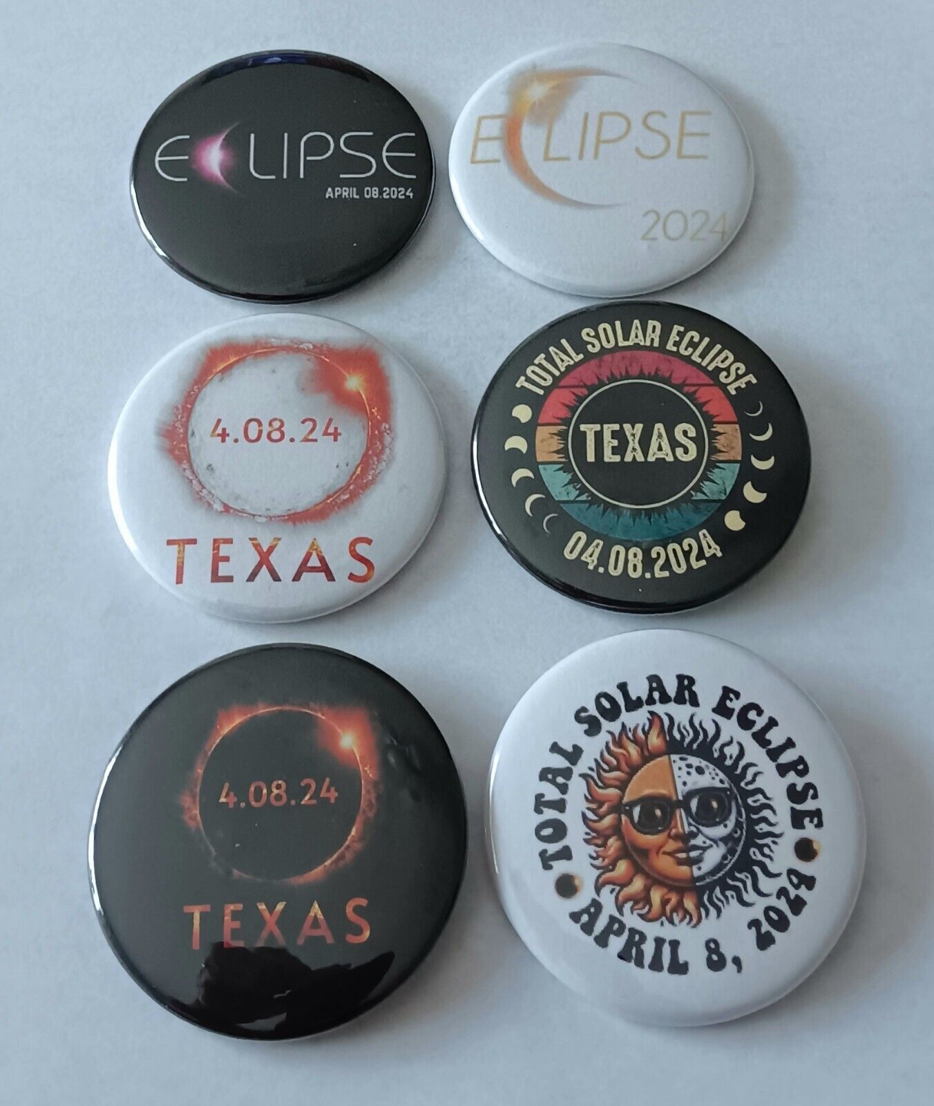 Any 10 SOLAR ECLIPSE BUTTON or Magnet Watching Party  pinback  2.25\