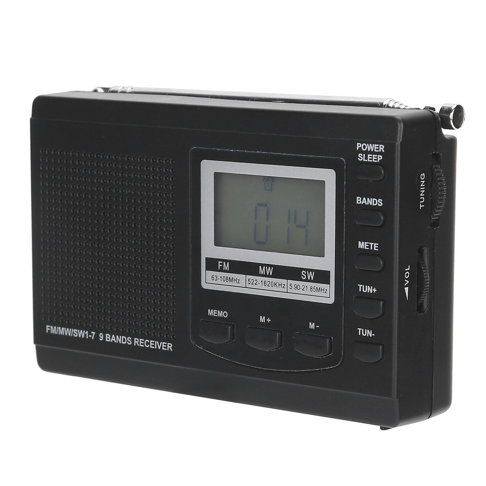 Mini HRD-310 Radio FM/AM/SW Receiver Stereo With Earphone Digital Time Clock BEA