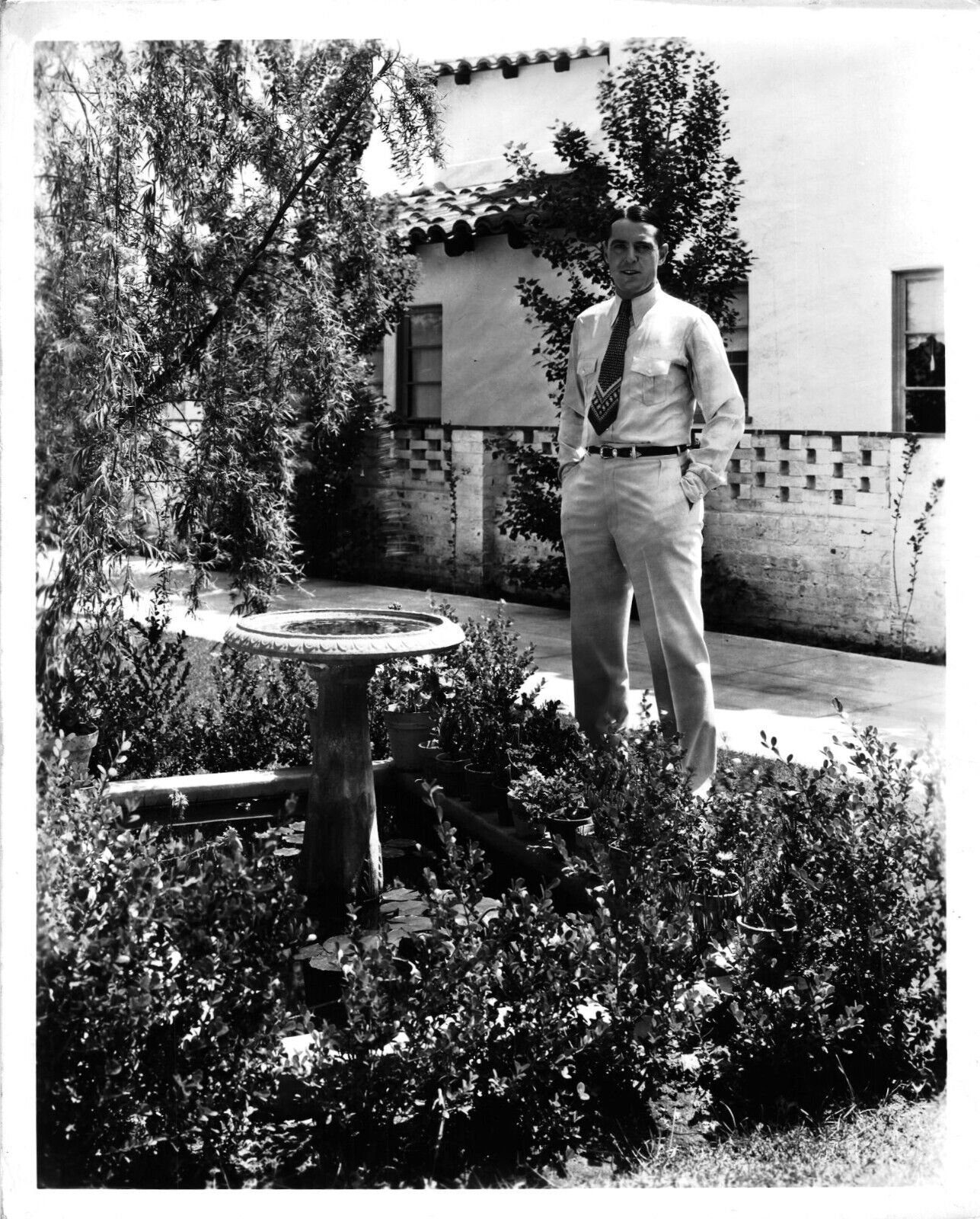 Ken Maynard Relaxing At Home Candid  Double Weight Antique Stamped Photo