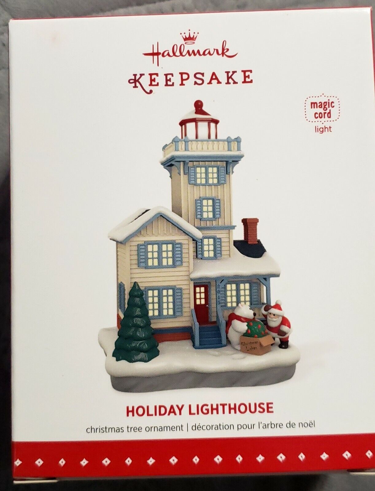 2015 Hallmark Christmas holiday Lighthouse Ornament #4 Series Never Displayed 