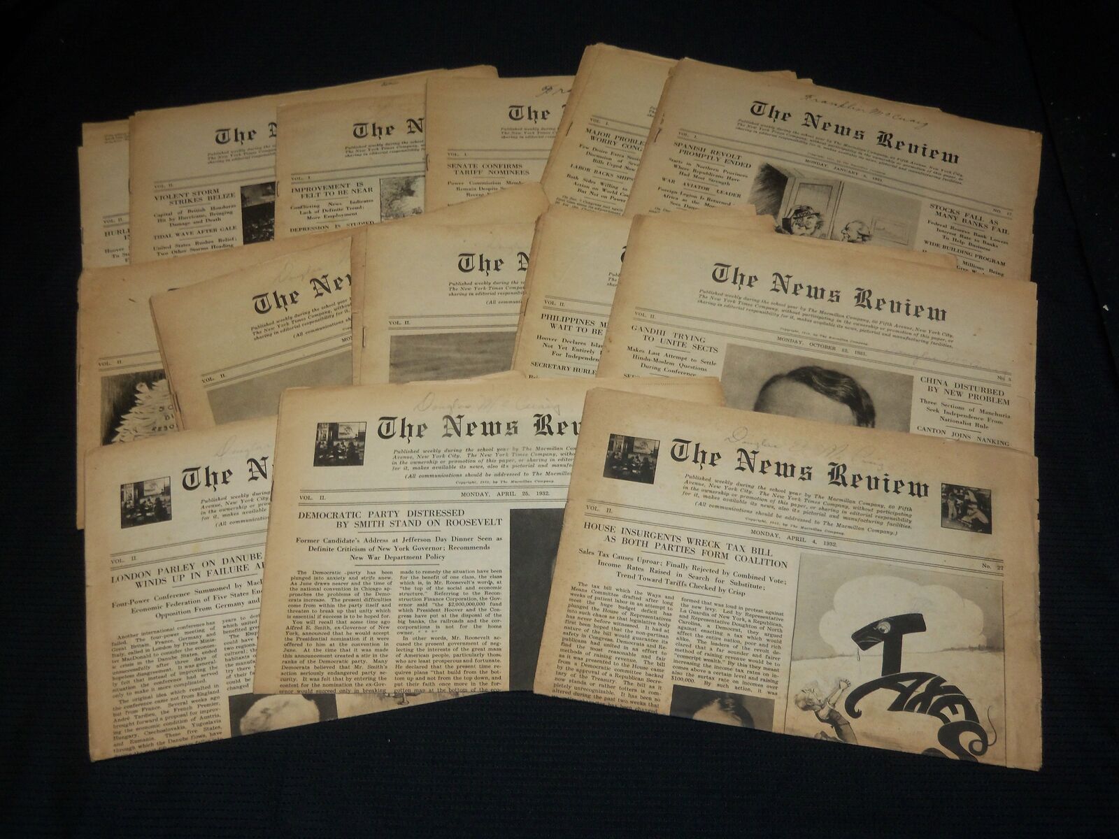 1931-1932 THE NEWS REVIEW NEWSPAPER LOT OF 17 ISSUES - NEW YORK CITY - O 314