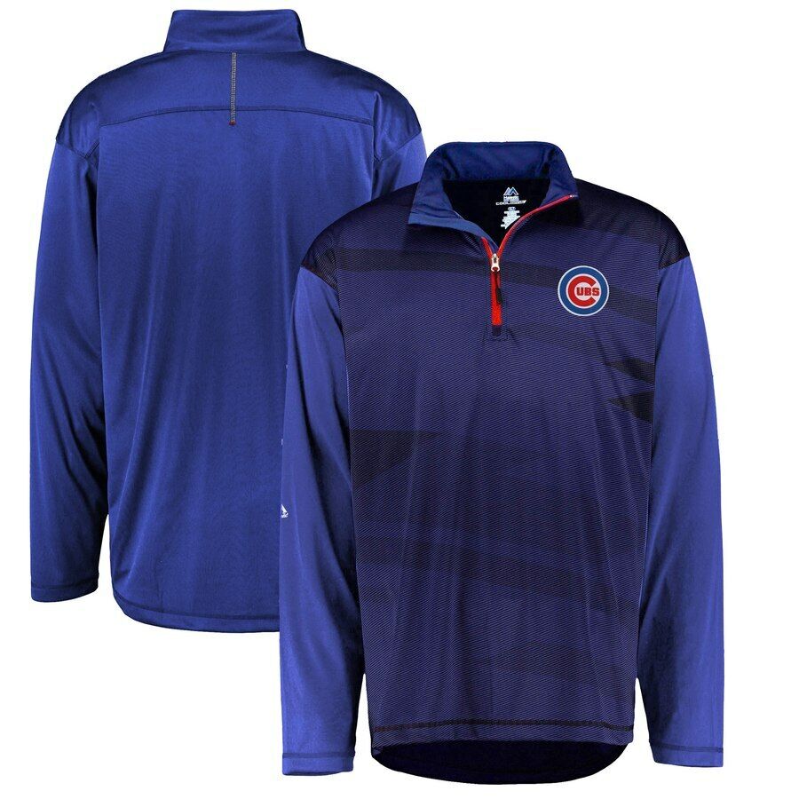 Mens 3XLT Chicago Cubs Authentic Majestic 1/4 Zip Pullover Cool Base Big & Tall 