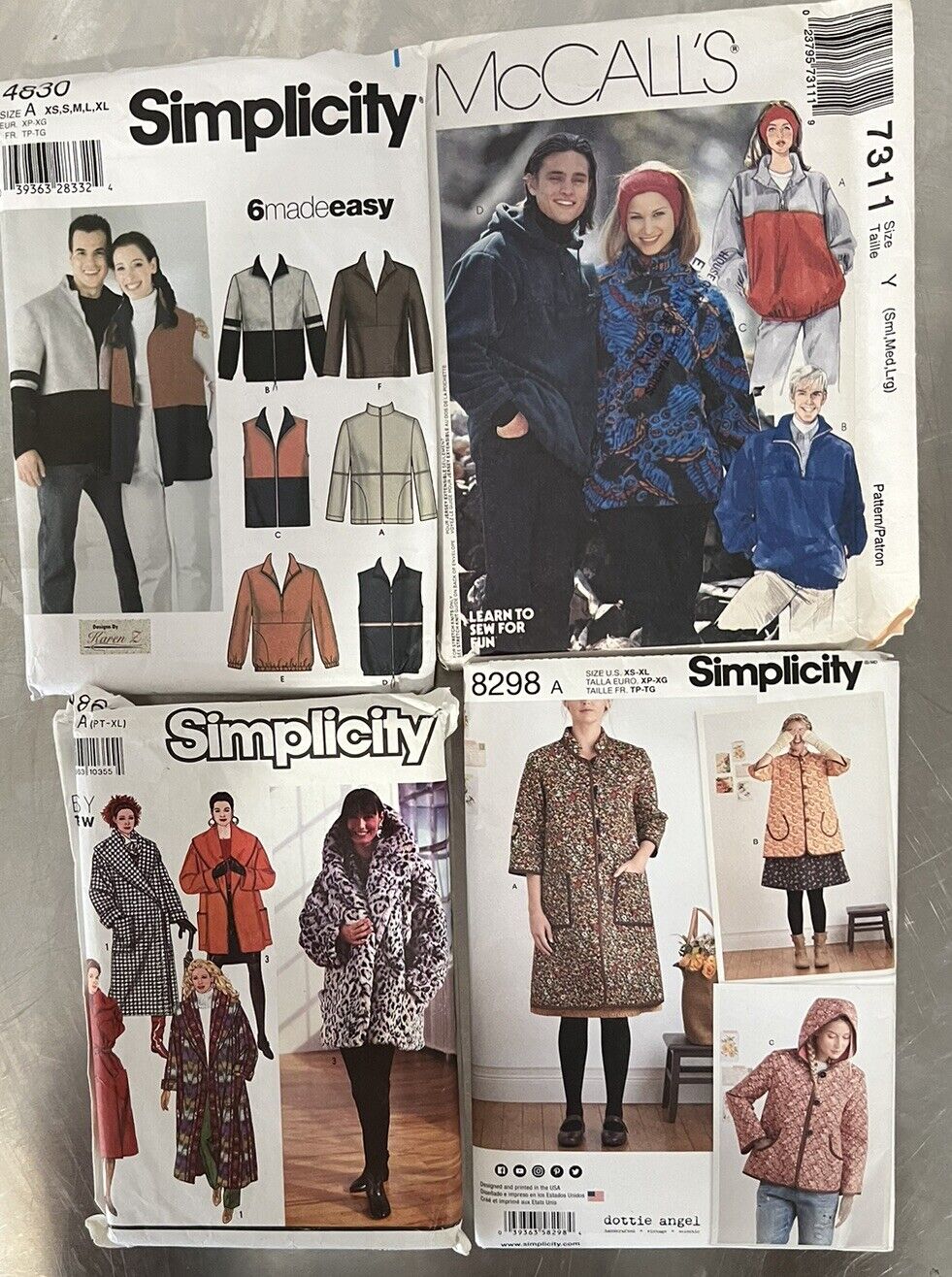 Lot Of 4 Vtg Simplicity/McCall’s Jacket/robe Patterns Men And Womens Uncut