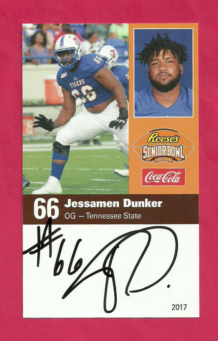 JESSAMEN DUNKER 2017 SENIOR BOWL TENNESSEE STATE TIGERS SIGNED NEW YORK GIANTS A