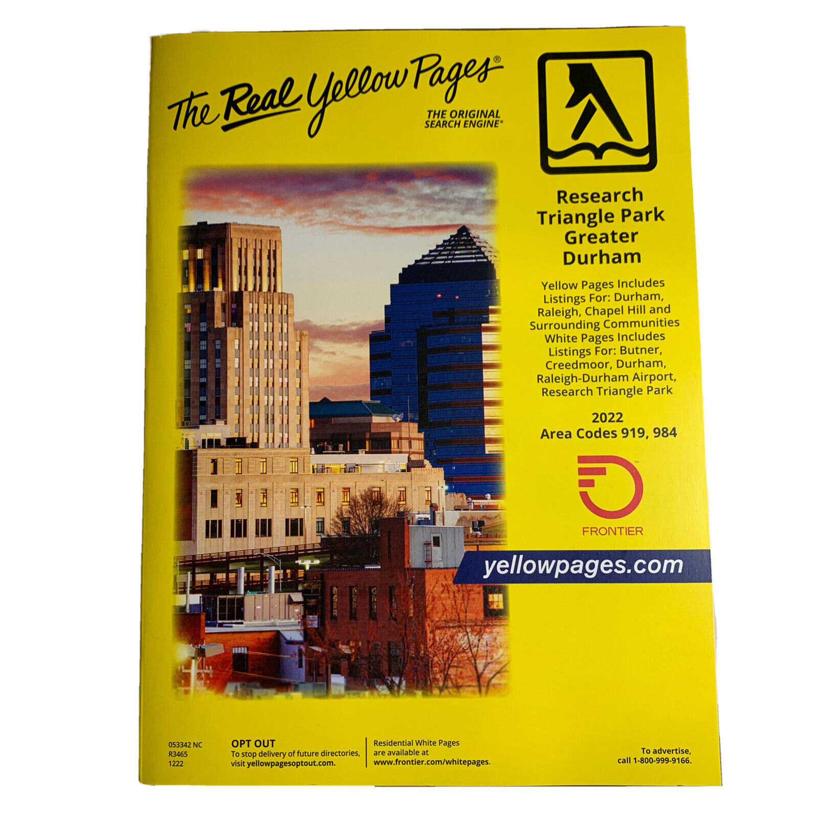 Yellow Pages Telephone Directory Phone Book for Research Triangle Park Durham NC