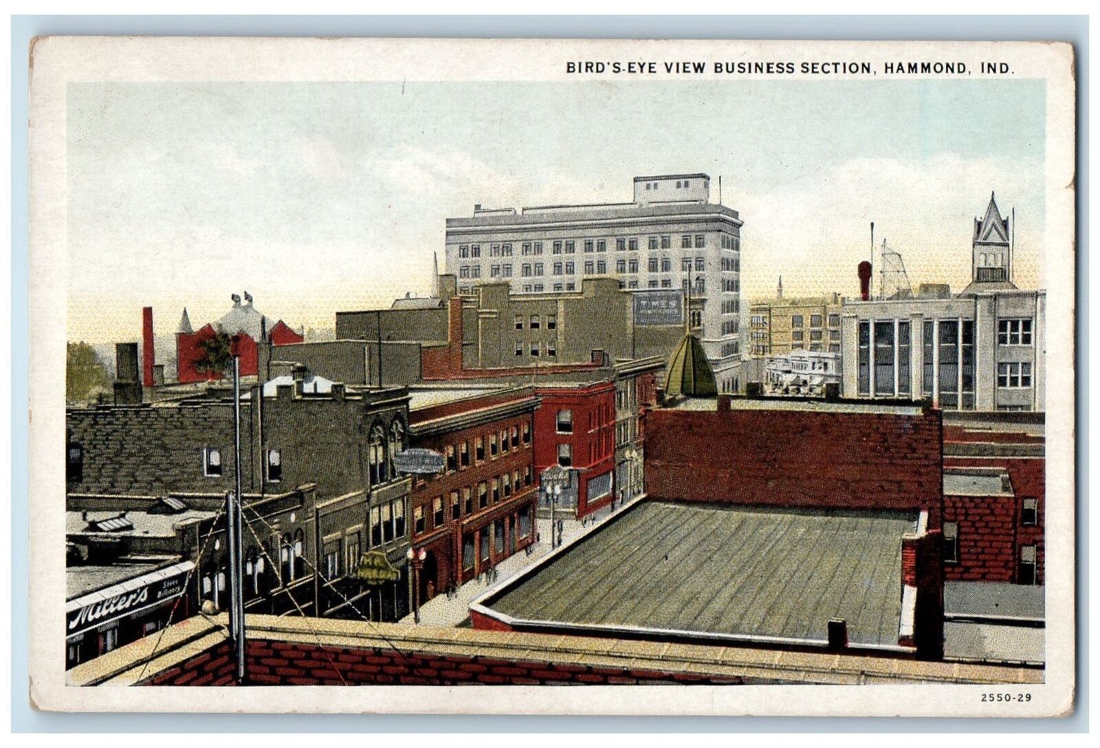 c1920s Bird's Eye View Business Section Buildings Hammond Indiana IN Postcard