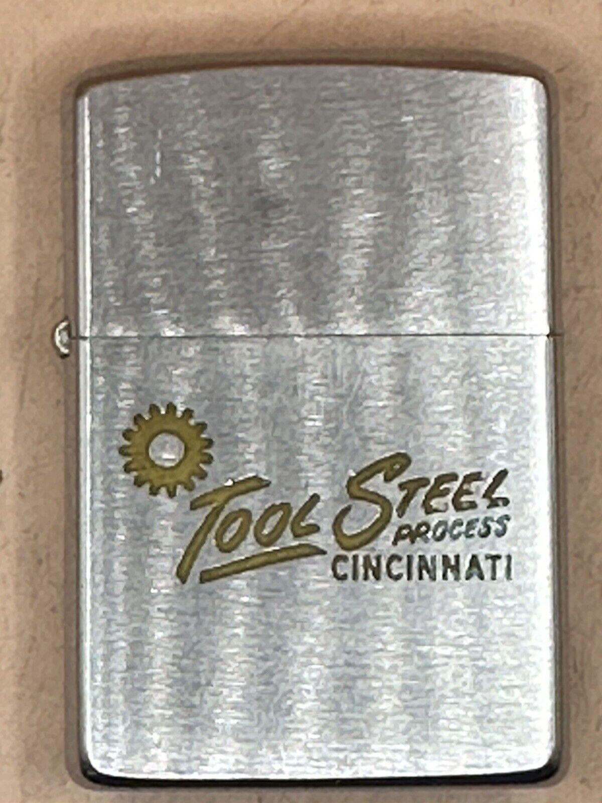 Vintage 1972 Tool Steel Process Cincinnati Advertising Chrome Zippo Lighter