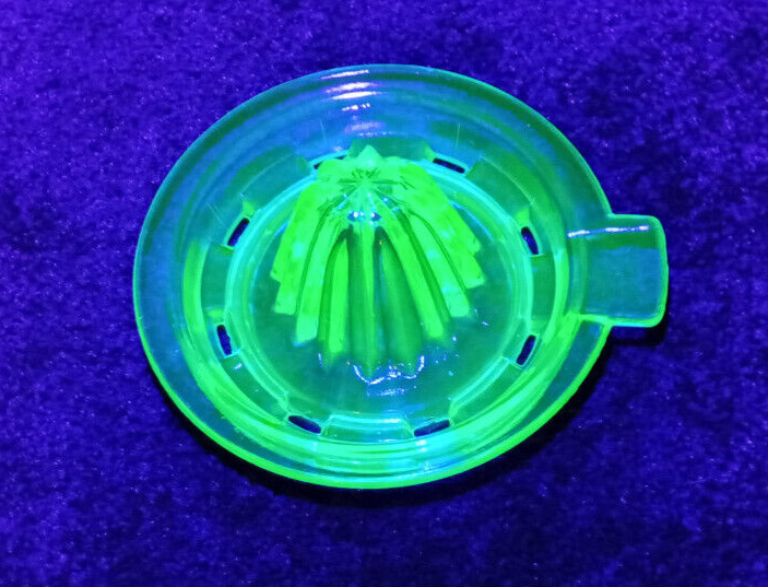 Vintage Green Uranium Glass Measuring Cup /Juicer/ Reamer TOP ONLY w/holes