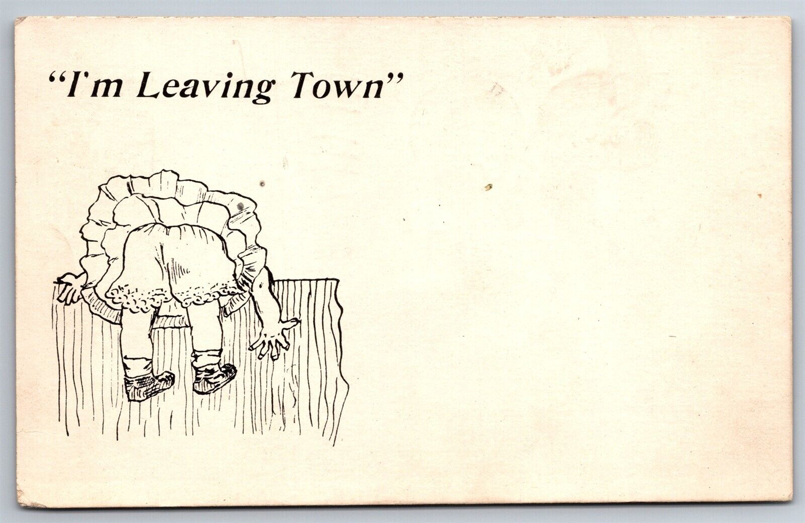 Humor Cartoon Drawing Lady In Bloomers Leaving Town C1905 UDB Postcard M8
