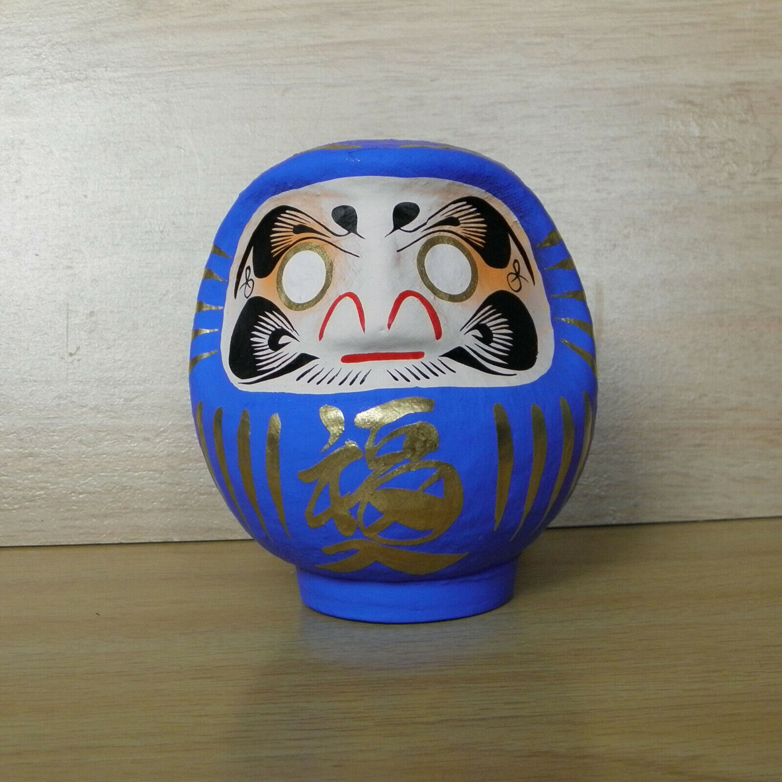 small Daruma Doll in blue color with a pen / Daruma at Takasaki : No 1 size