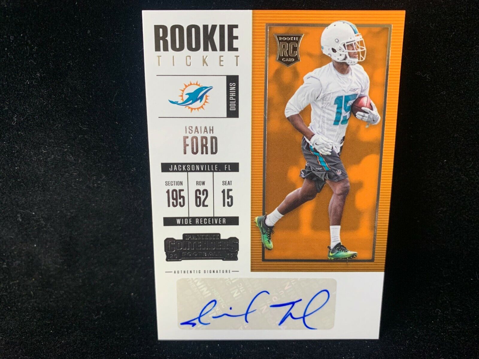 2017 PANINI CONTENDERS ISAIAH FORD #136 ROOKIE AUTO MIAMI DOLPHINS