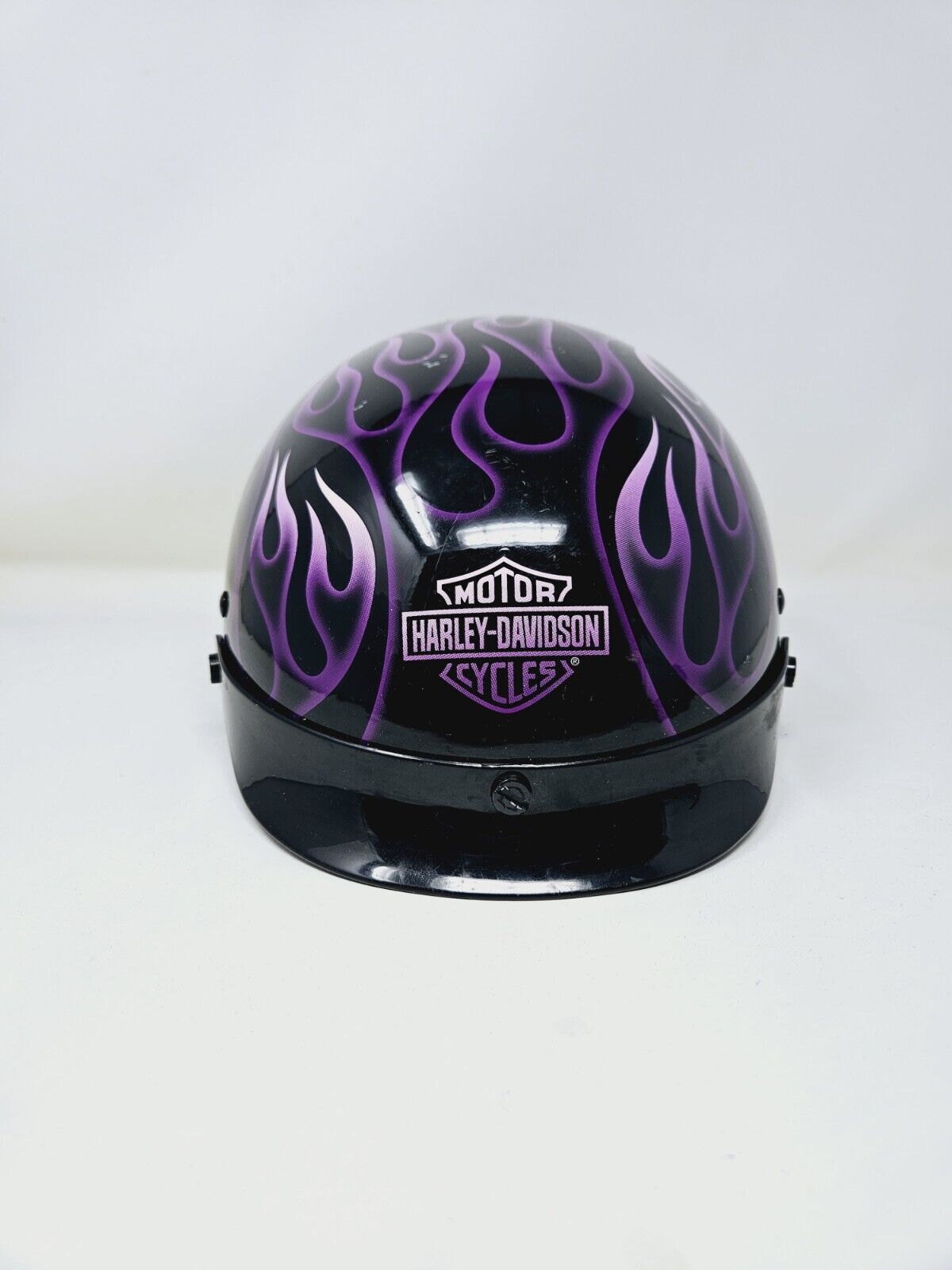 00s Harley Davidson Vintage Purple Black Flame Large Motorcycle Helmet Used
