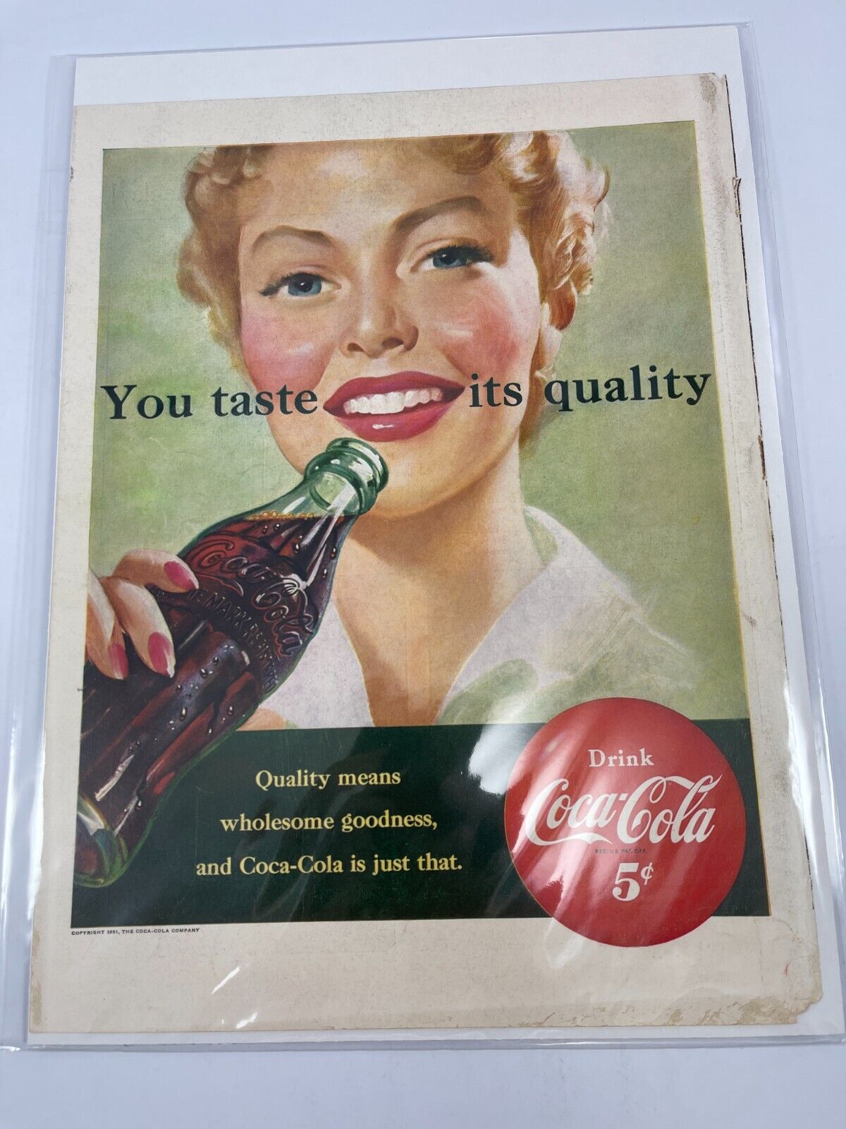 1951 Coca-Cola Vintage Print Ad Pretty Girl 5 cents