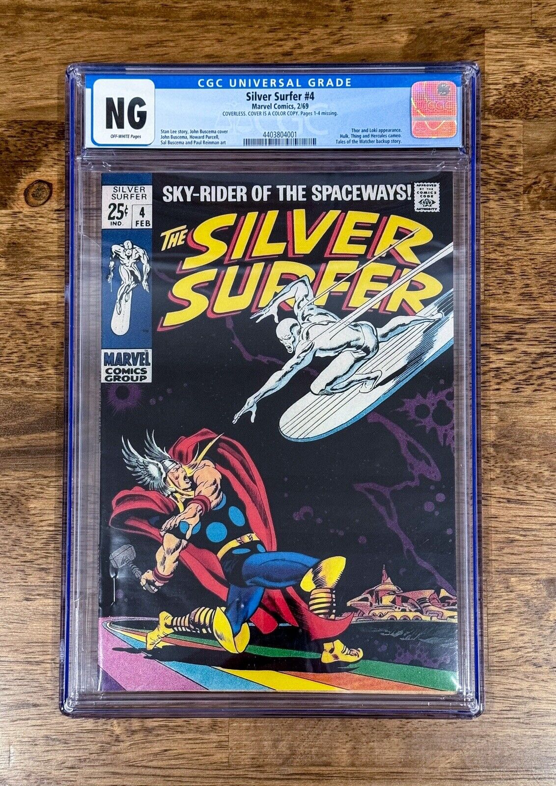 Silver Surfer 4 CGC NG Thor Iconic cover key 1969 Repro Cover Incomplete