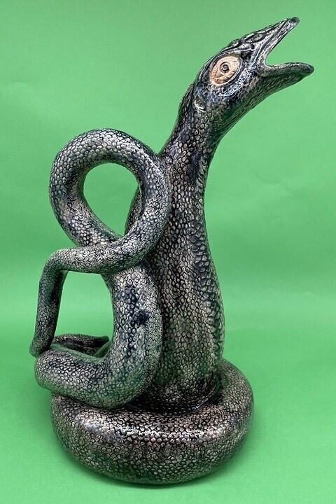 Snake Majolica figural pitcher-Mafra c.1900, 12 3/4\