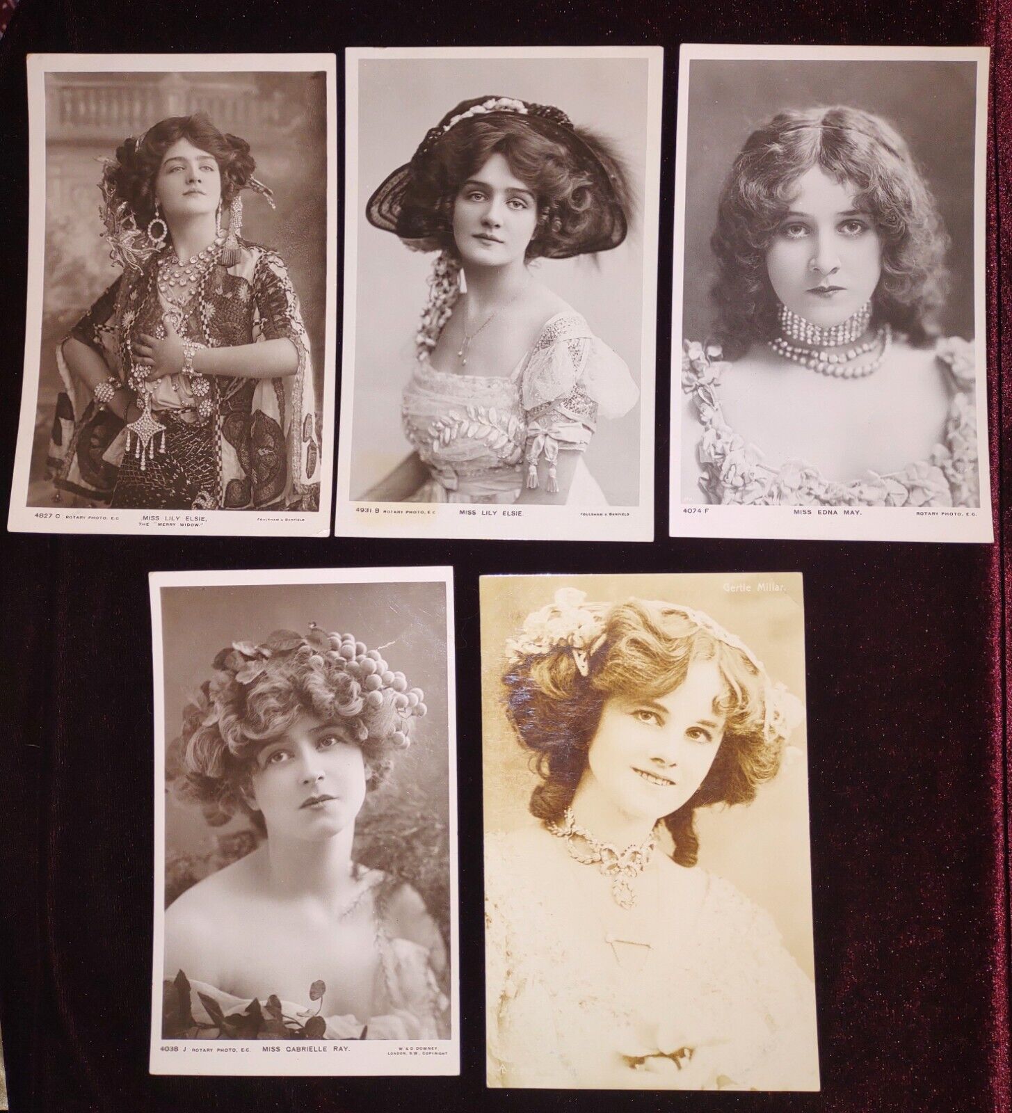 Antique Edwardian RPPC Postcards Lot Of 5 Early 1900s Lily Elsie Edna Mae & More