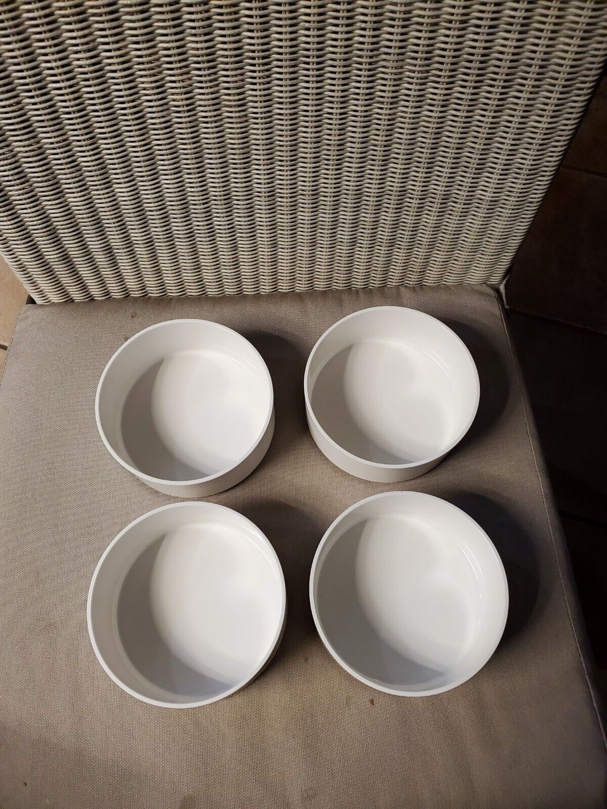 Vintage 4 HELLER Massimo Vignelli 5” Nesting Cereal Soup Bowls MCM White