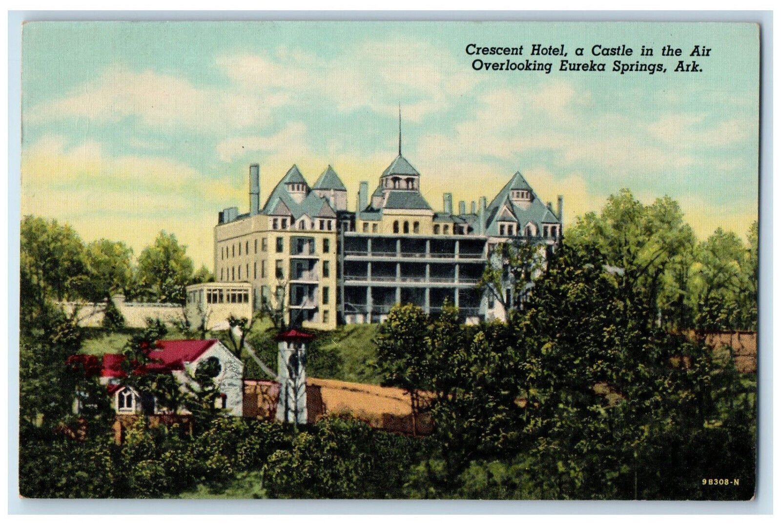 1952 Crescent Hotel a Castle in the Air, Overlooking Eureka Springs AR Postcard
