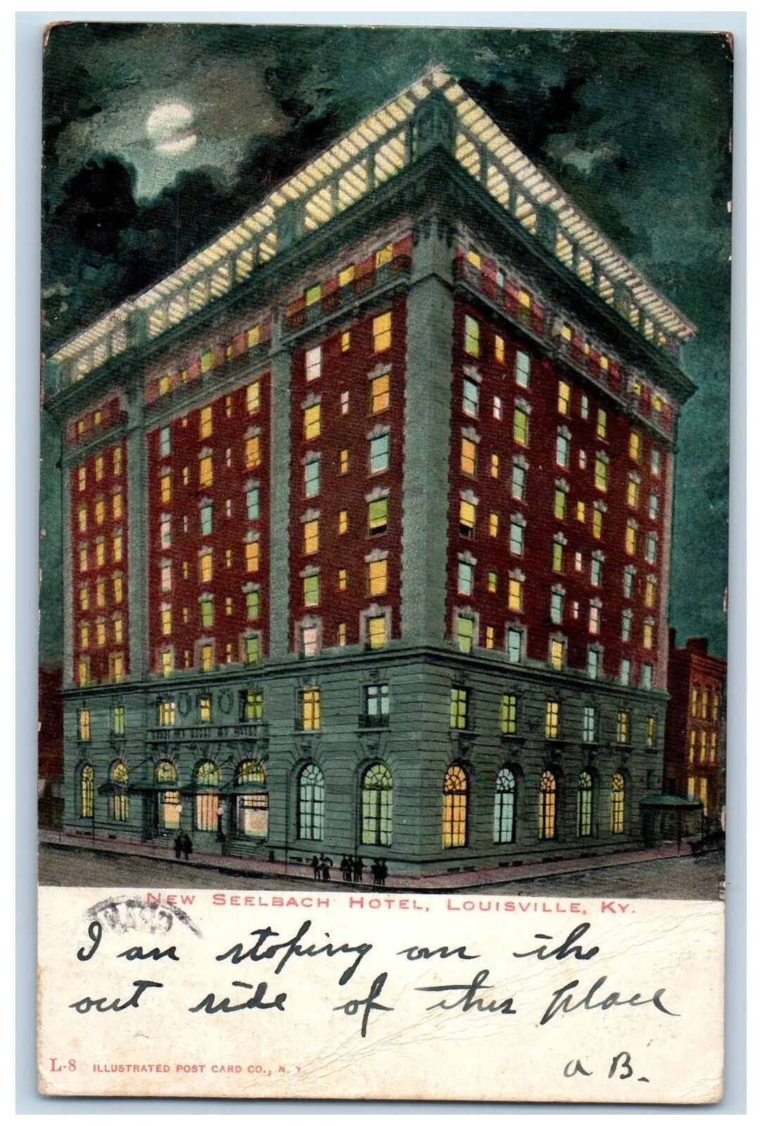 1907 New Seelbach Hotel Exterior Roadside Louisville Kentucky KY Posted Postcard