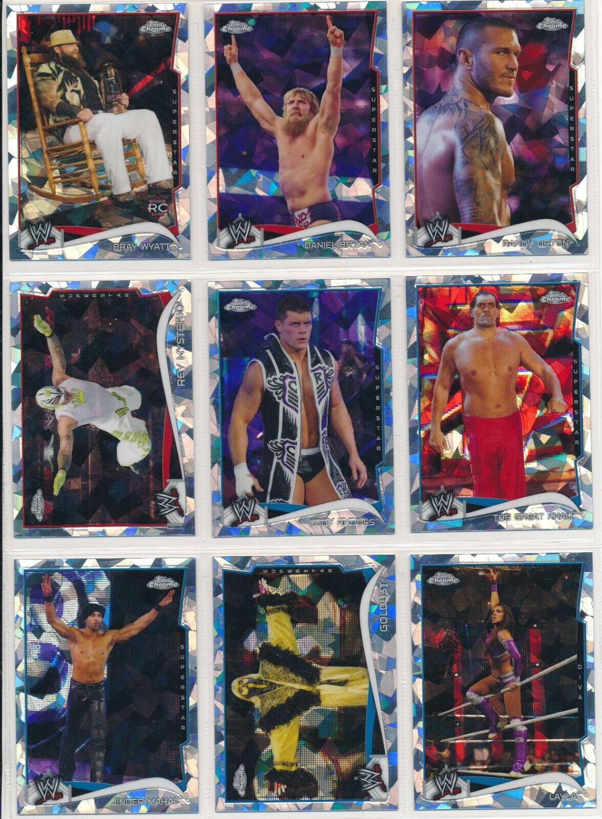 TOPPS 2014 WWE WRESTLING ATOMIC REFRACTOR CARD LOT OF (16) CARDS AS PICTURED