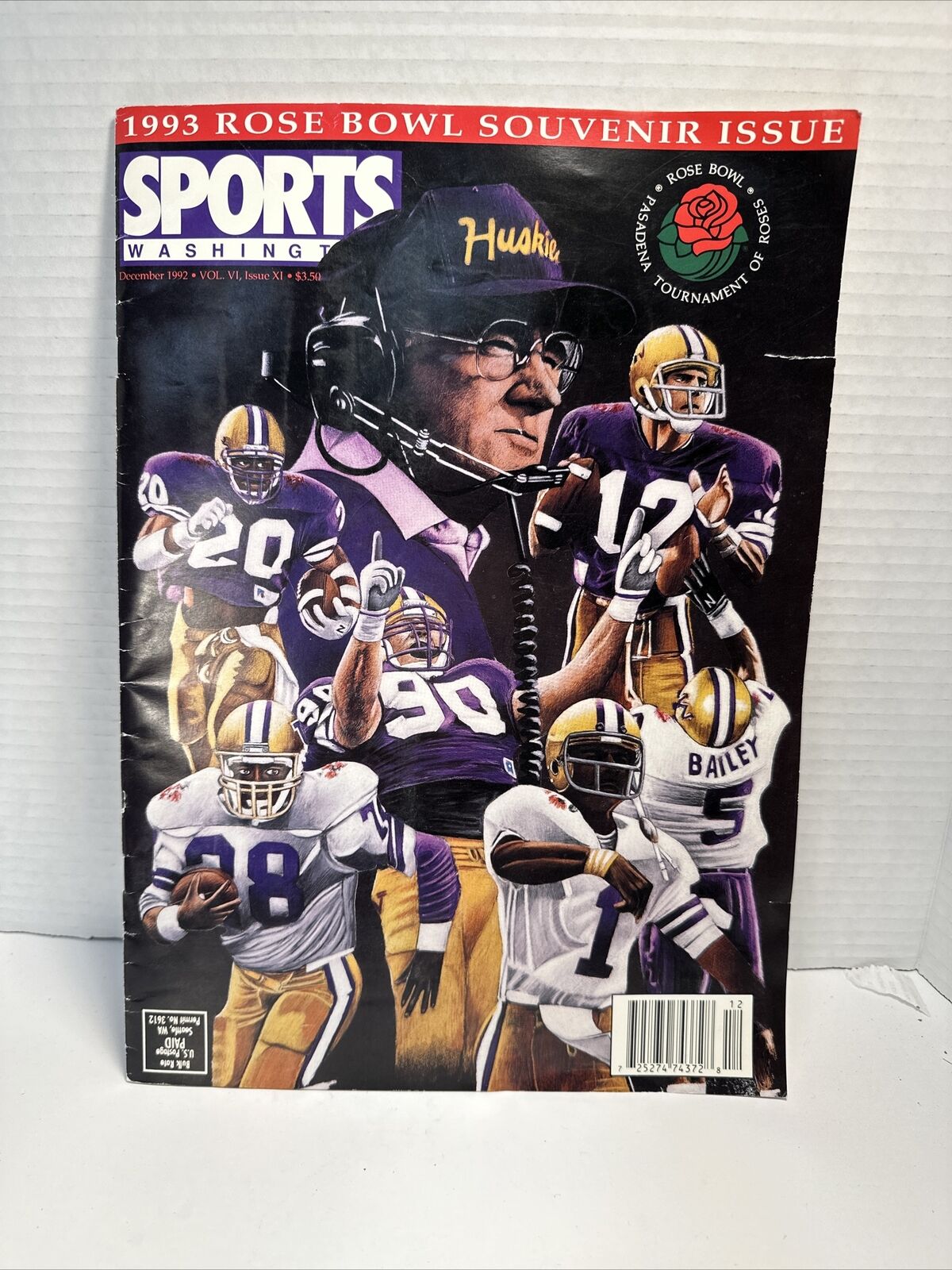 1993 Washington Sports Magazine.  Huskies Football.  Rose Bowl Souvenir Issue