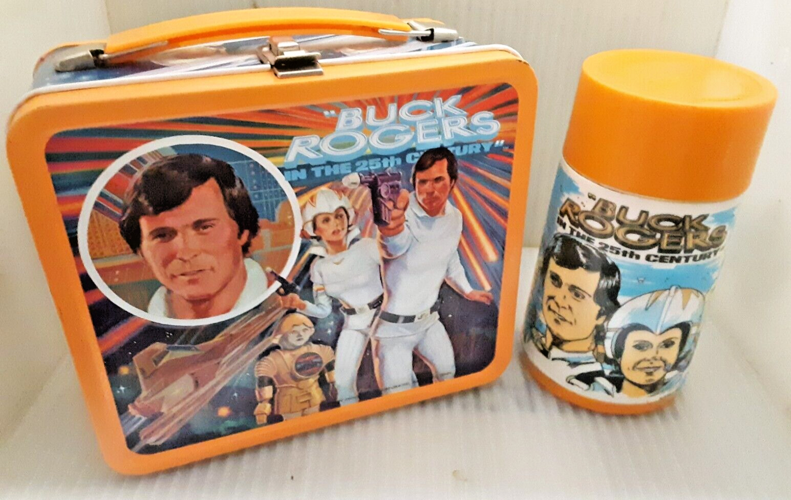 NEAR MINT 1979 Buck Rogers 25th Century Metal Lunch Box & Thermos Great Lunchbox
