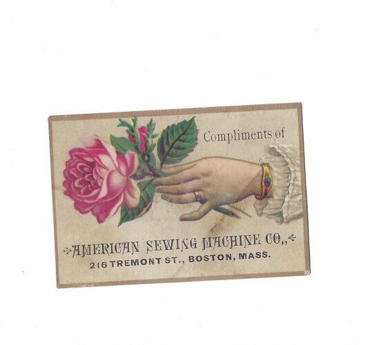 c1880s American Sewing Machine Co Hand Flower Boston MA Victorian Trade Card VTC