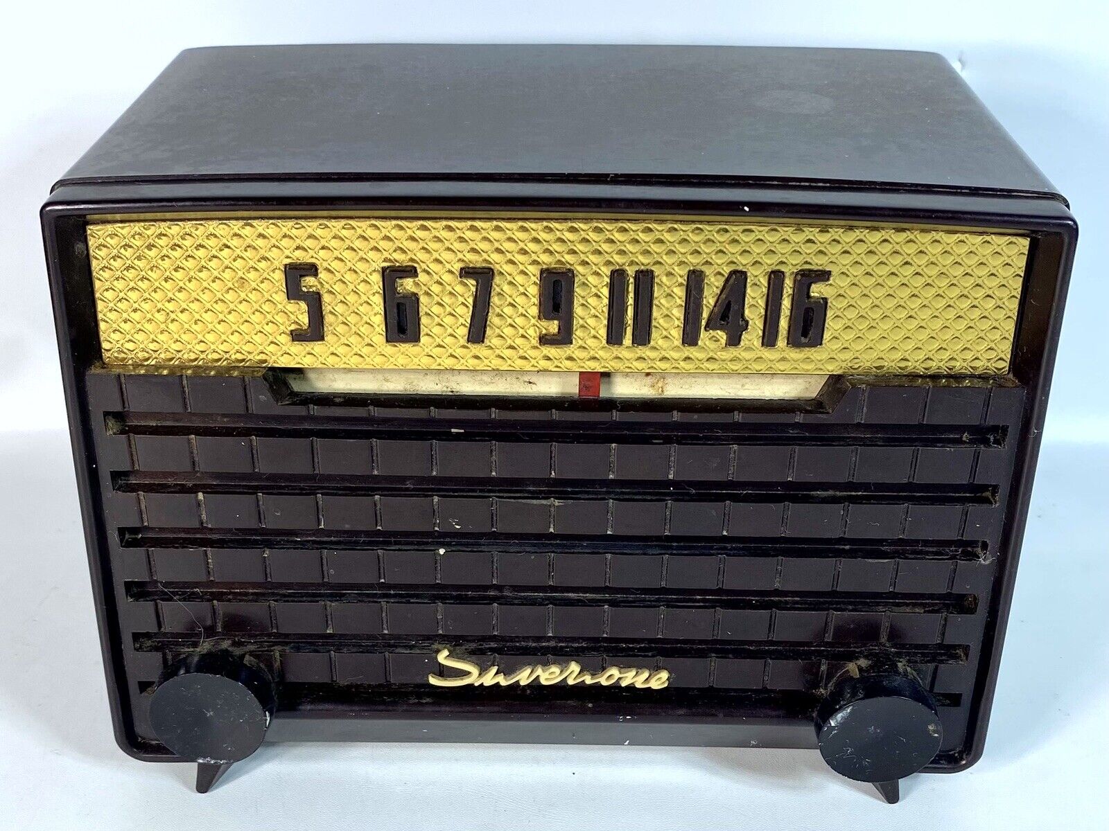 1953 Vintage Tube Radio Sears Silvertone 2003 MCM Tabletop AM Brown FOR PARTS