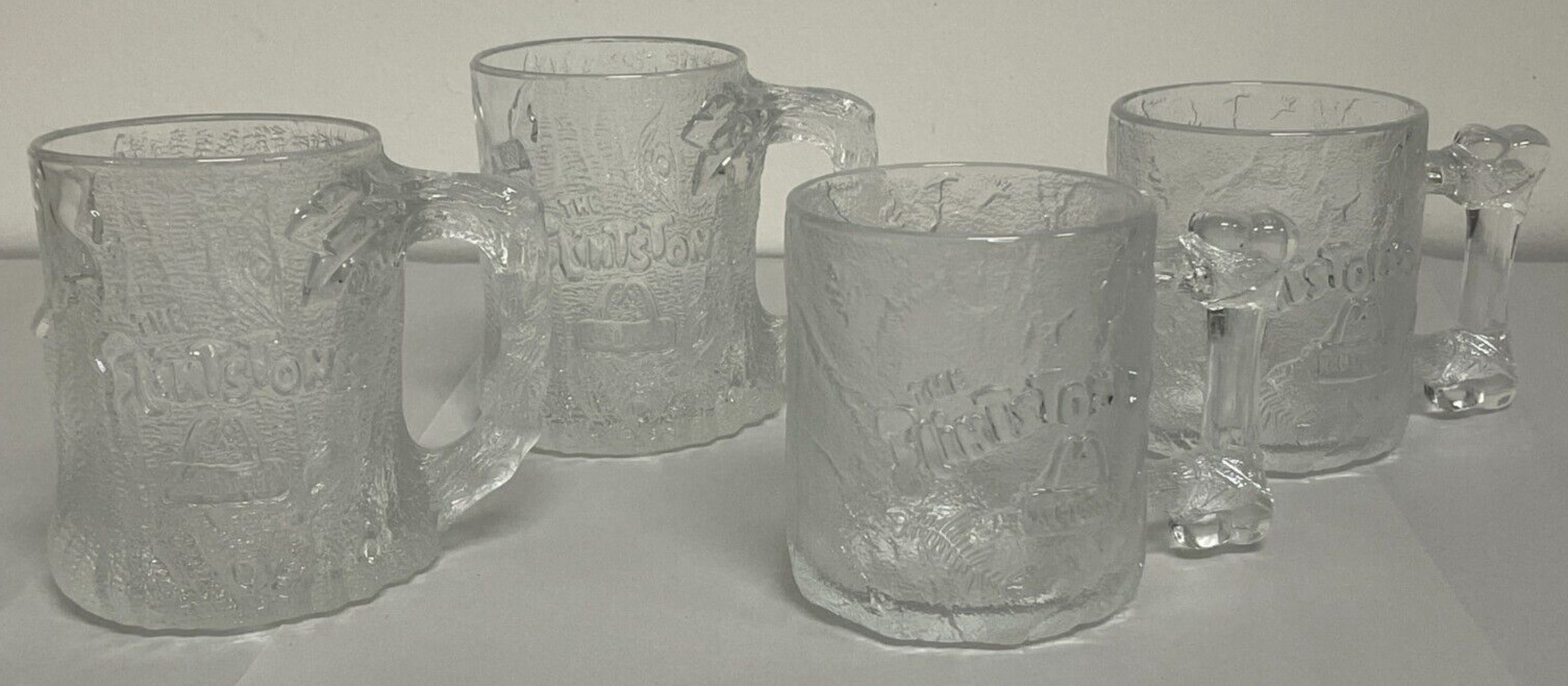 McDonald\'s - Set Of 4 1993 Flintstones \'RocDonald\'s\' Glass Mugs