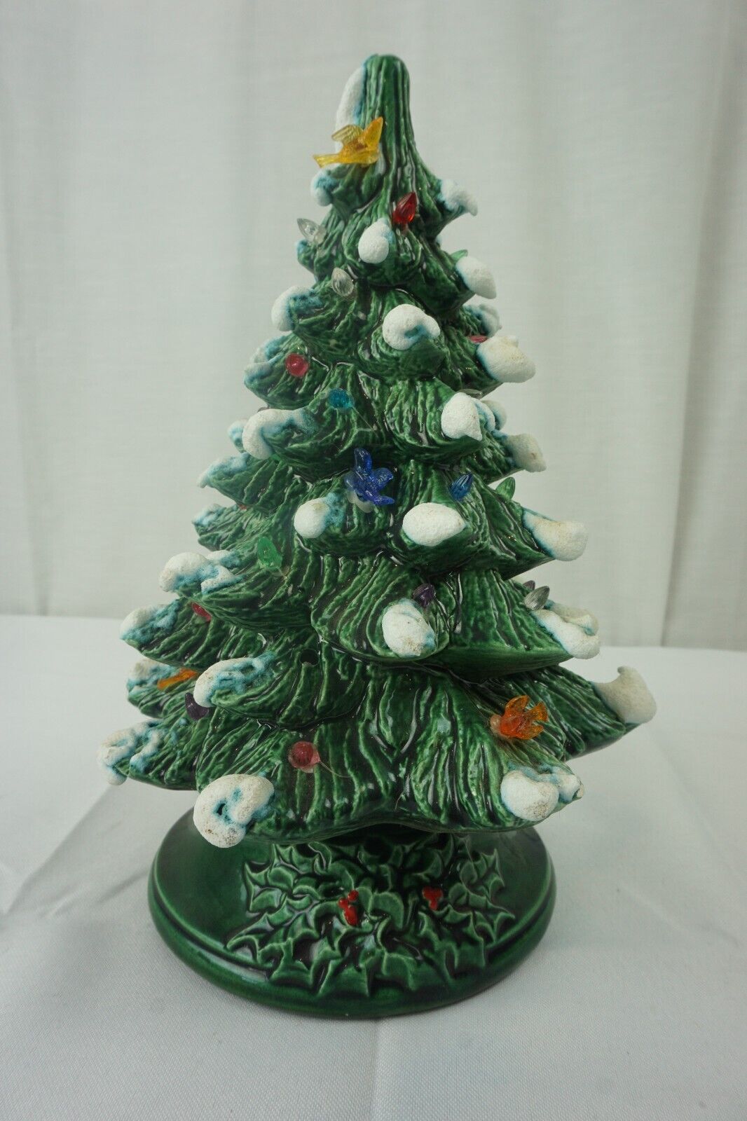 Vintage Ceramic Lighted Snow Flocked Christmas Tree 10
