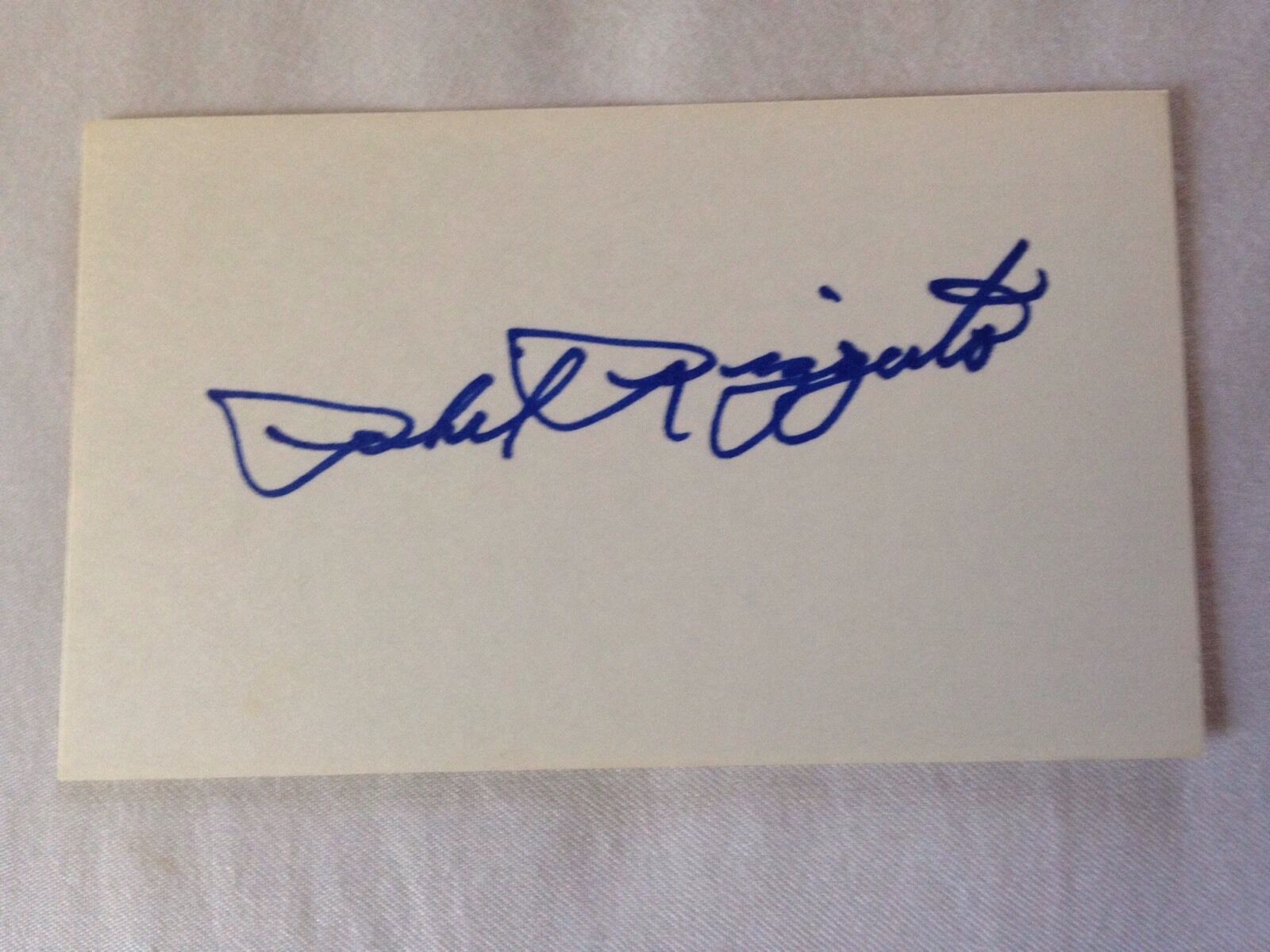 Phil Rizzuto Hall of Fame VINTAGE HAND SIGNED Index Card w/COA Stock # 010
