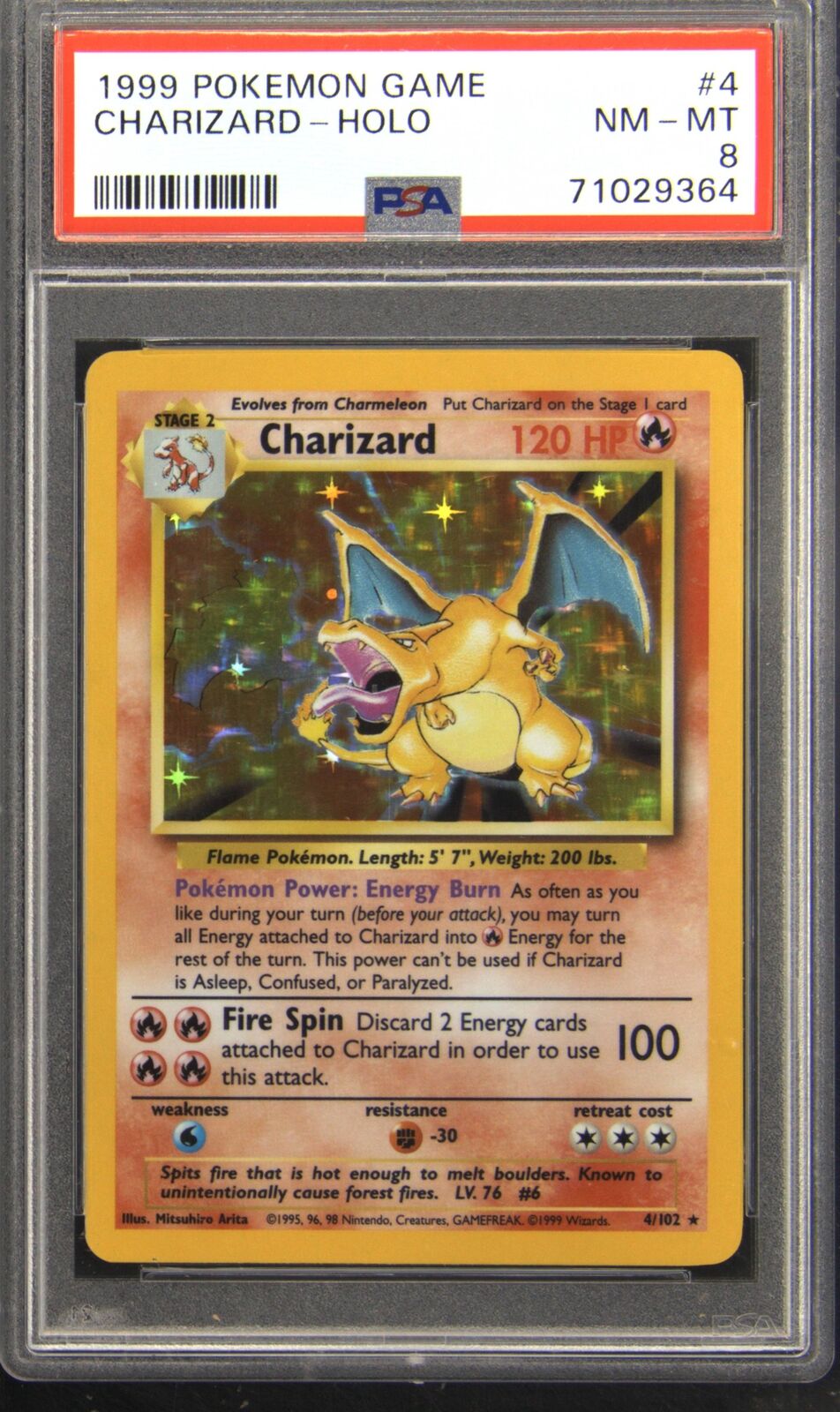 1999 Pokemon Game 4 Charizard Holo Rare Pokemon TCG Card PSA 8