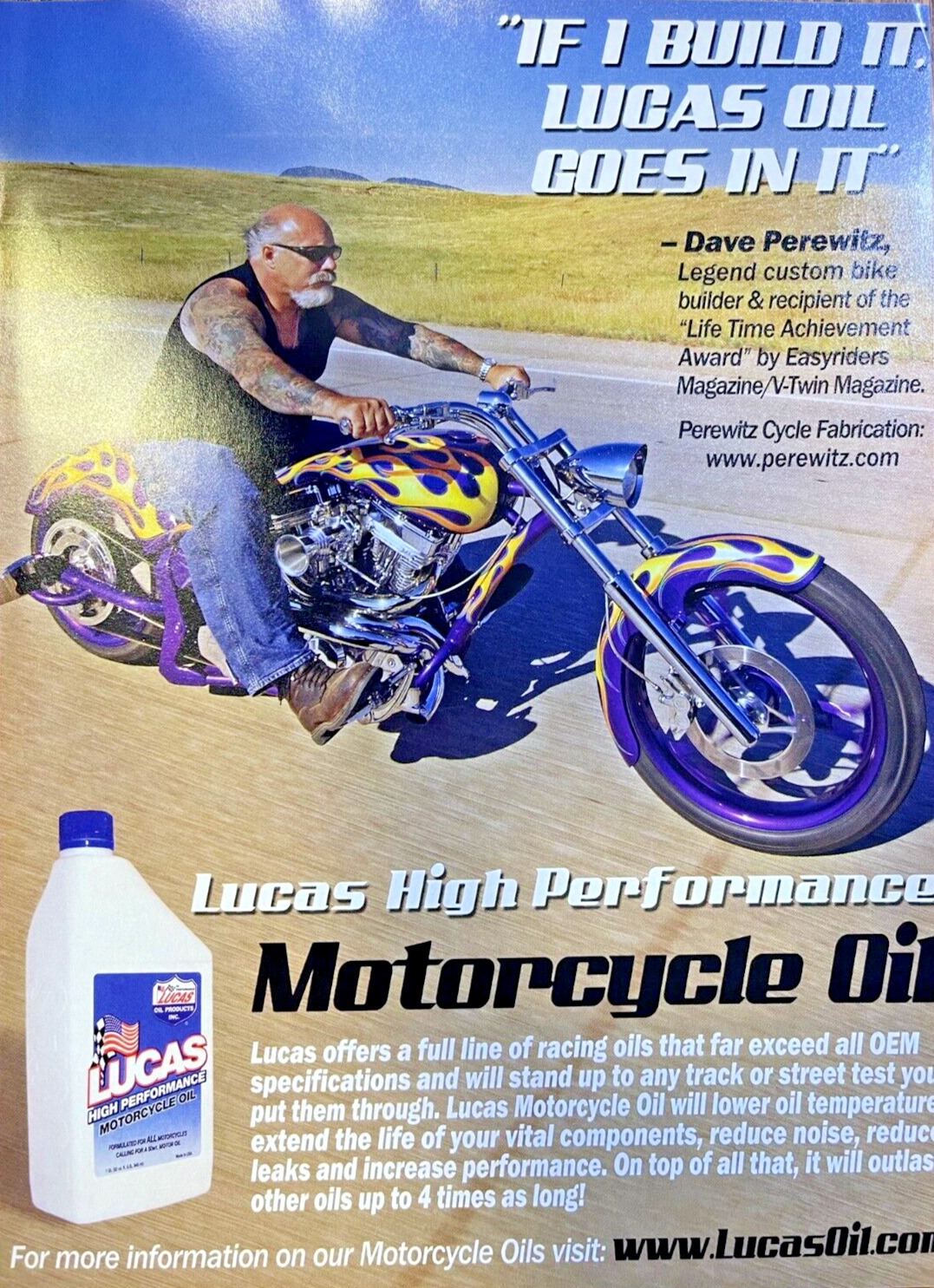 2005 Vintage Magazine Advertisement Lucas High Performance Motorcycle Oil