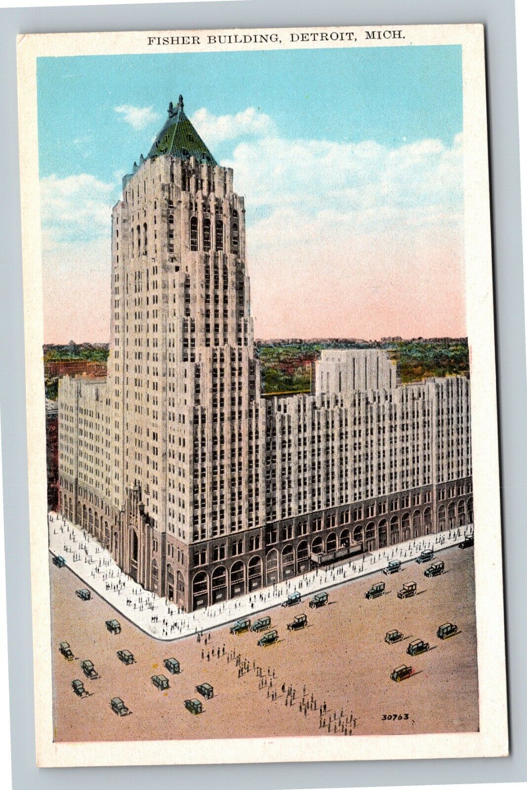 Detroit MI, Historic 1928 Fisher Building, Skyscraper, Michigan Vintage Postcard