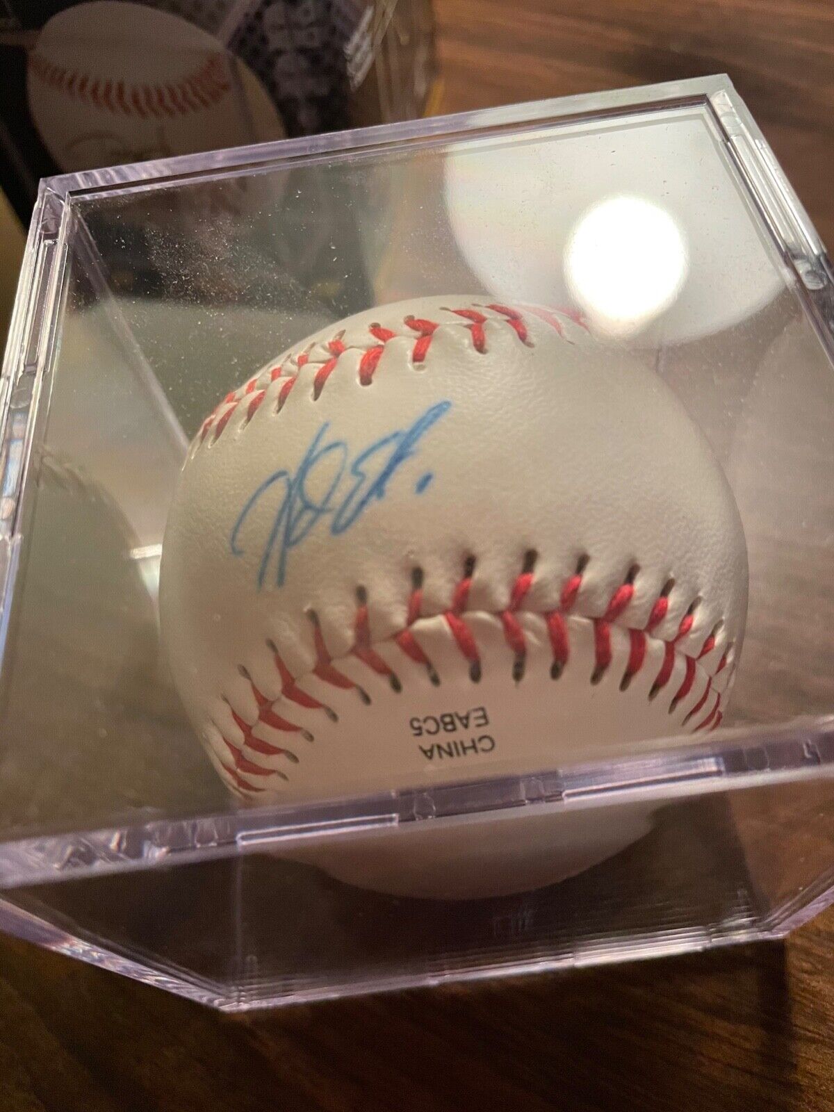 adam eaton autographed baseball with case