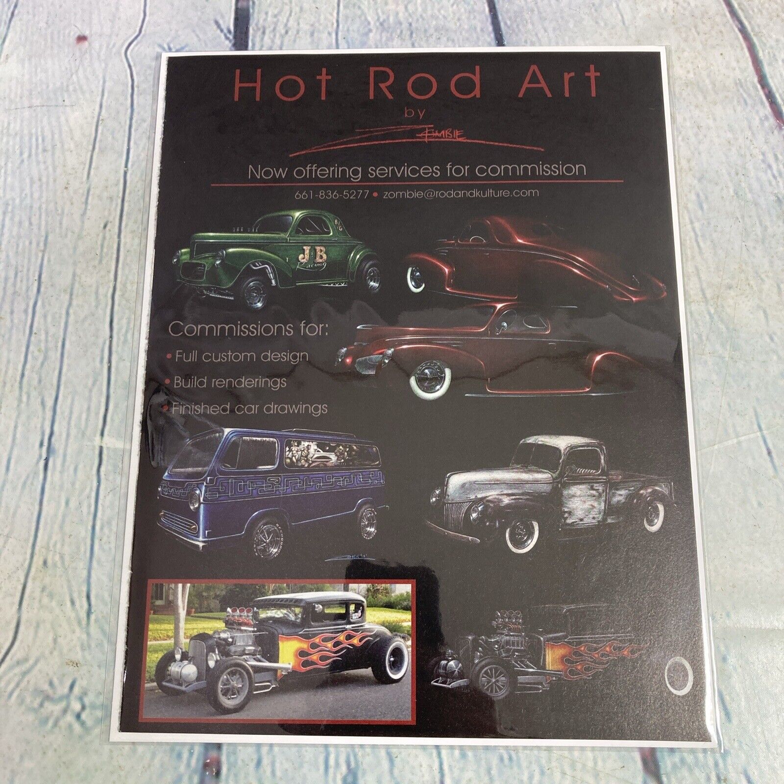 2013 Print Ad Hot Rod Art by Zombie Custom Cars Trucks Magazine Page Paper