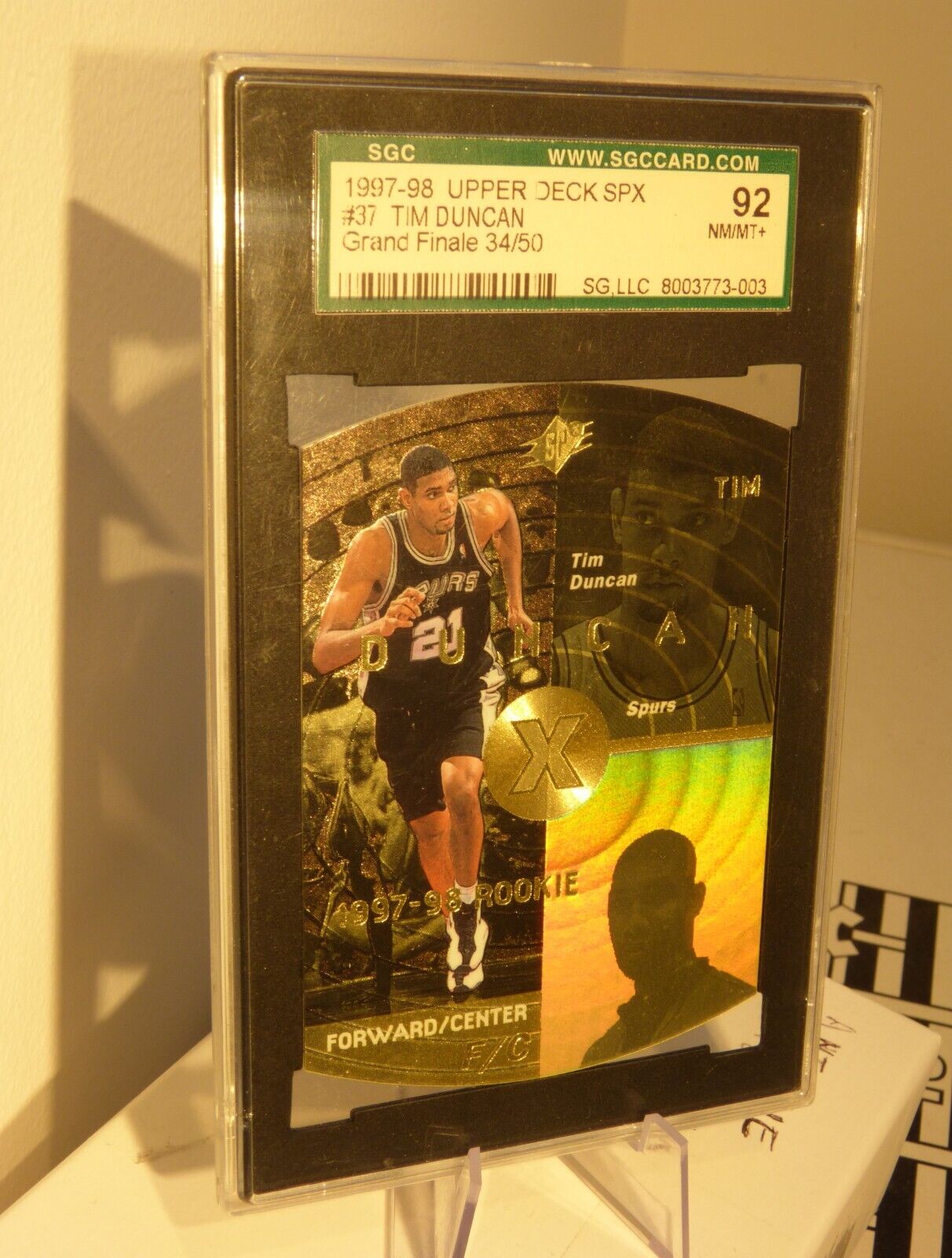 1997-98 Tim Duncan SPx Grand Finale #37 RC SN34/50 SGC8.5 NM / Mint+ Rookie Card