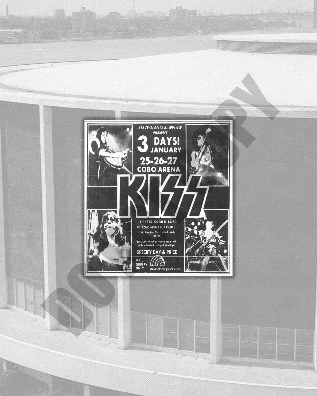 Jan 1976 KISS Concert at Detroit Cobo Hall Newspaper Announcement Ad 8x10 Photo