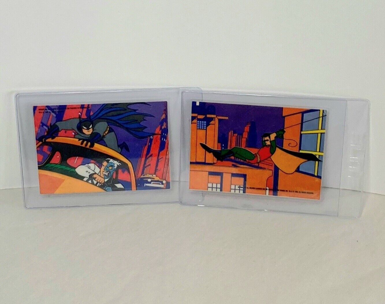 1993 Topps Batman The Animated Series Vinyl Mini Cel Robin & Batman Card Set Lot