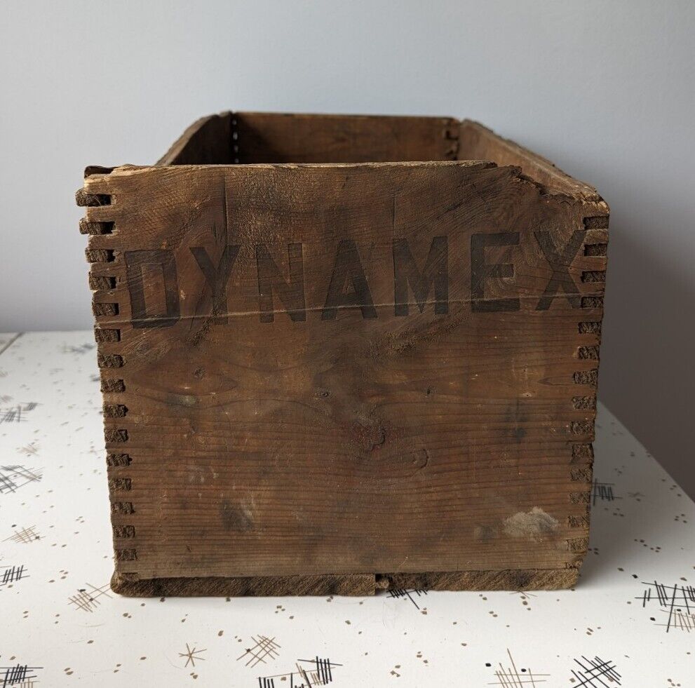 CIL Dynamex Vintage Wooden Crate Canada Explosives Crate Dovetail