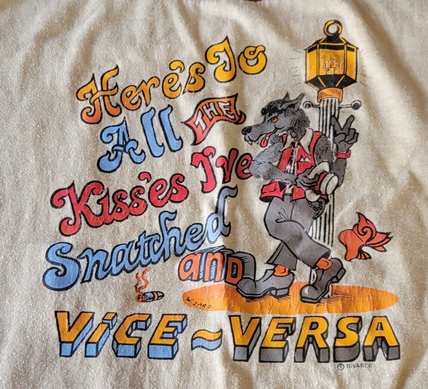Vintage WIZARD DIVARCO WOLF Comic GRAPHIC TEE Size LARGE
